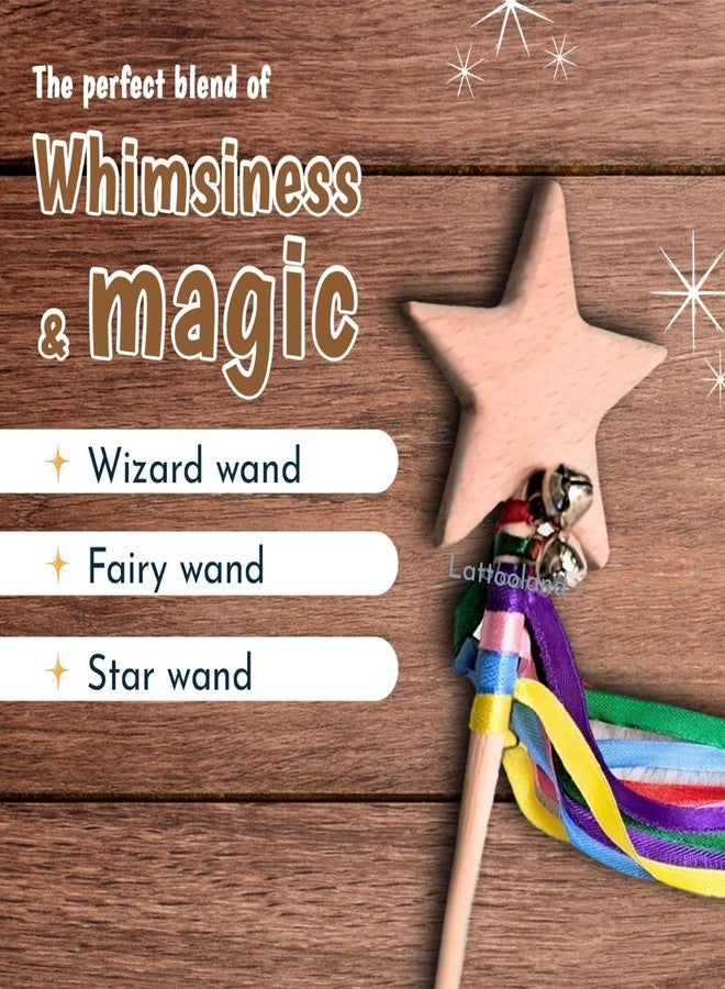 Lattooland Wooden Wizard Fairy Wand Toy for Kids | Magic Star Wand for Girls Boys | Pretend Play Toy for Imaginative Role Play | Best Birthday Return Gifts for Children - Image 3
